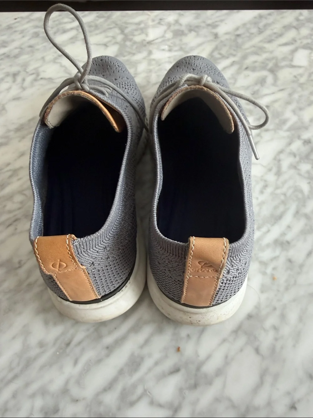 Cole Haan Grey Knit Lace-Up Oxfords with Tan Accents